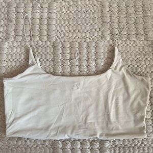 Meshki White Cream Fitted Crop Top